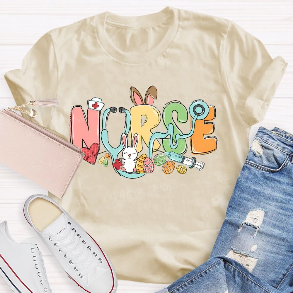 Nurse Easter Graphic Letter Teacher T-shirt