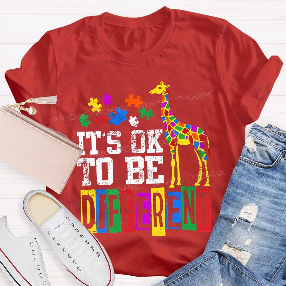 It'S Ok To Be Different Colored Blocks Teacher T-shirt