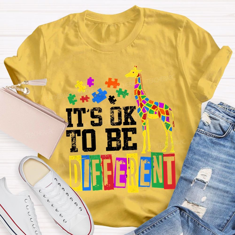 It'S Ok To Be Different Colored Blocks Teacher T-shirt