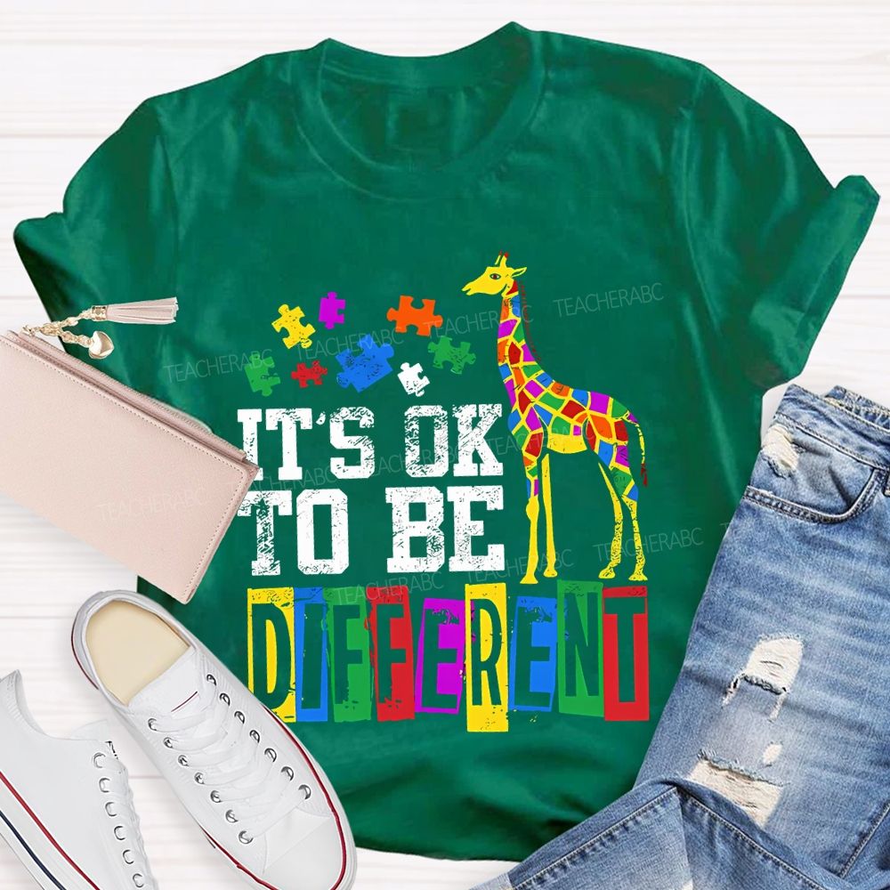 It'S Ok To Be Different Colored Blocks Teacher T-shirt