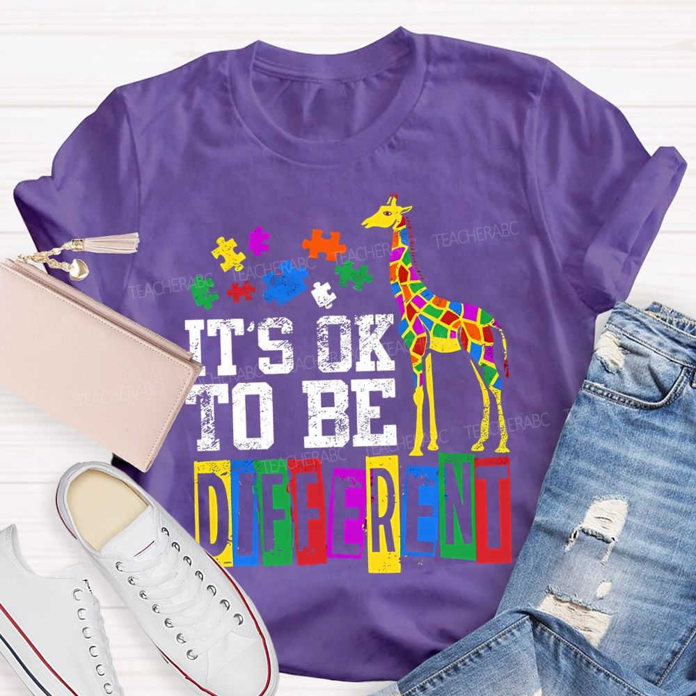 It'S Ok To Be Different Colored Blocks Teacher T-shirt