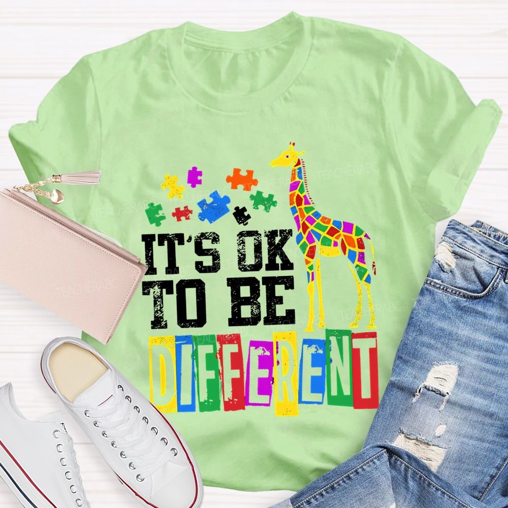 It'S Ok To Be Different Colored Blocks Teacher T-shirt