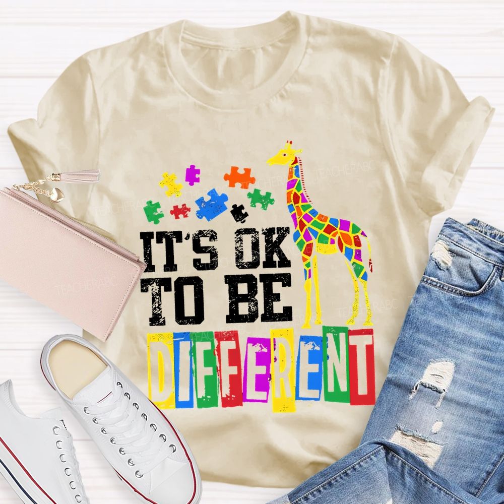 It'S Ok To Be Different Colored Blocks Teacher T-shirt