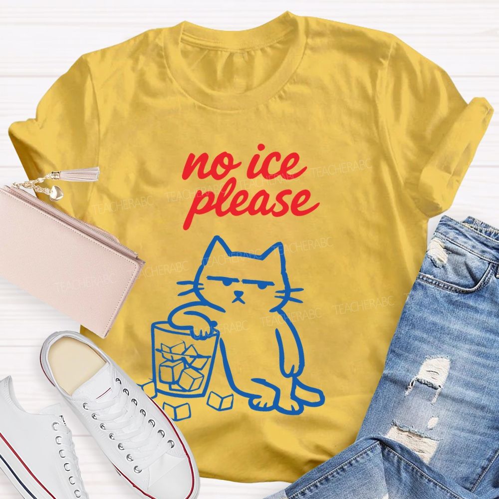 No ICE Please Cat Graphic Teacher T-shirt