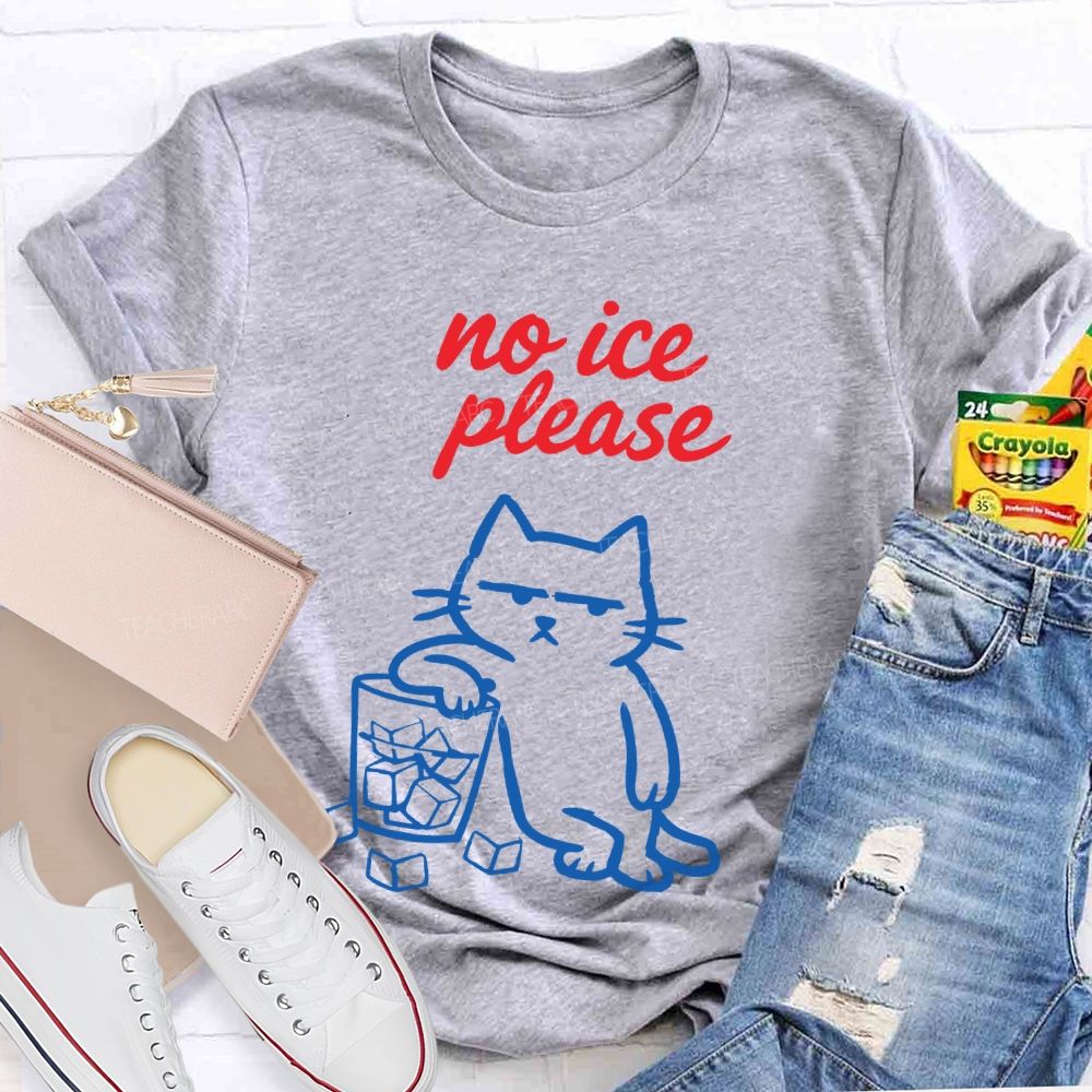 No ICE Please Cat Graphic Teacher T-shirt