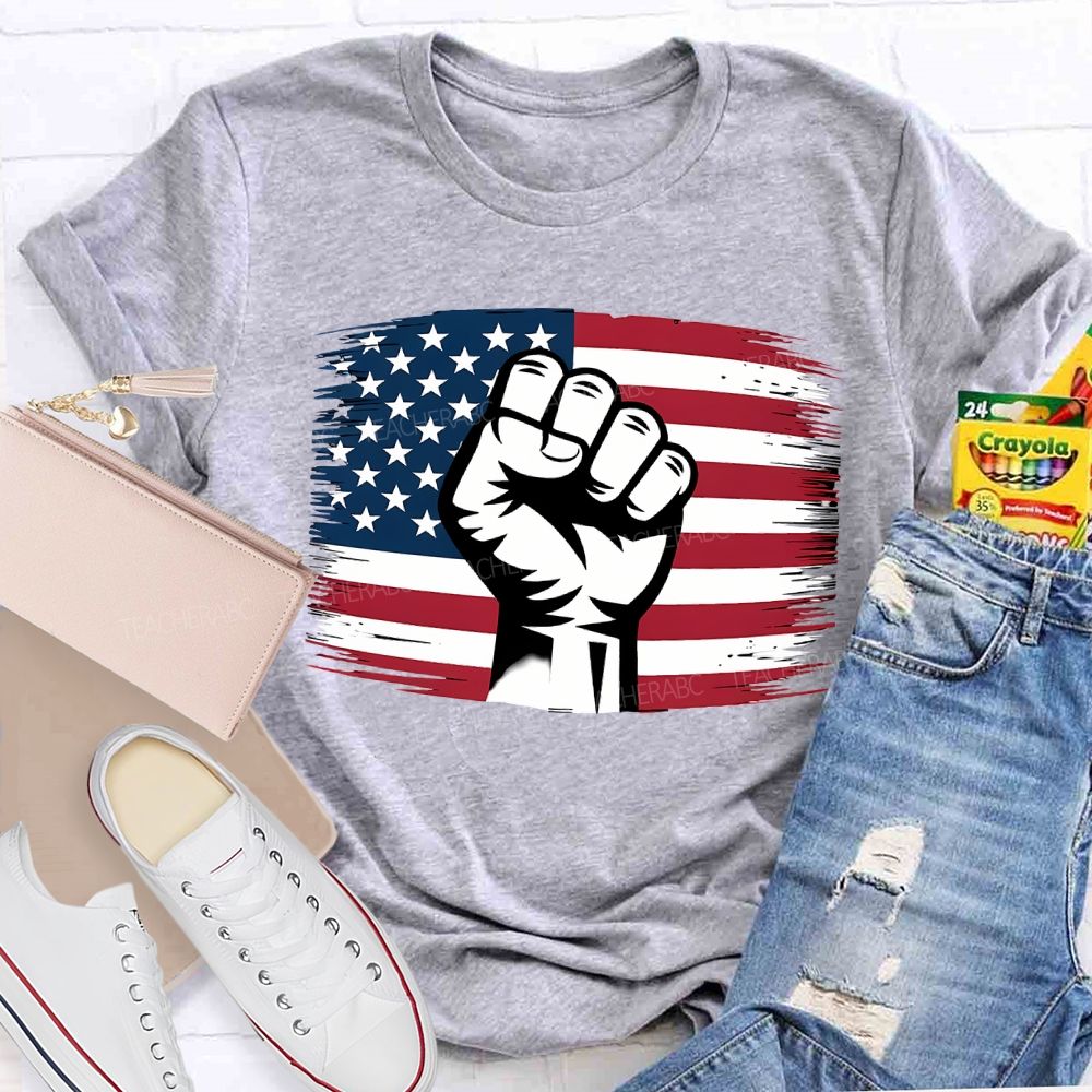 Fist Flag  Teacher T-shirt