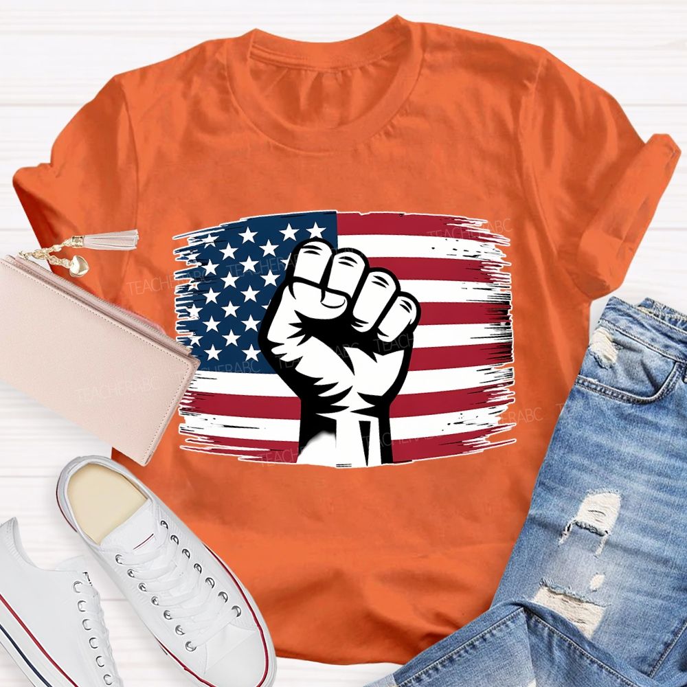 Fist Flag  Teacher T-shirt