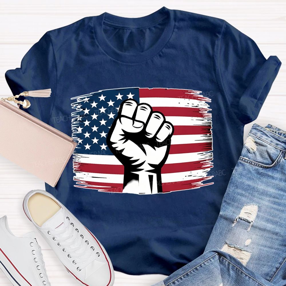 Fist Flag  Teacher T-shirt
