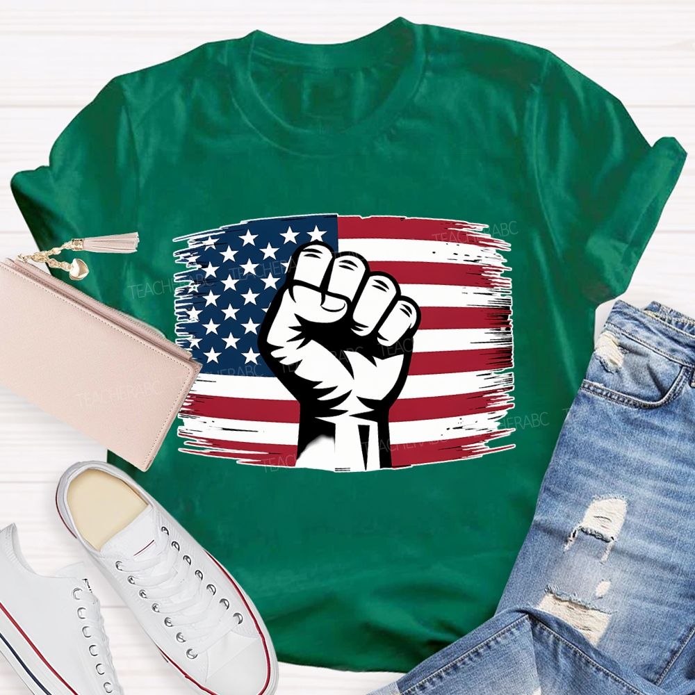 Fist Flag  Teacher T-shirt