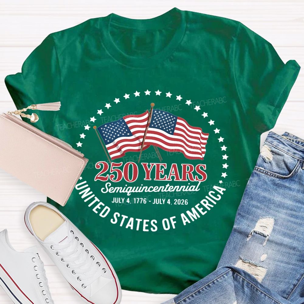 250 Years Semiquincentennial Flag  Teacher T-shirt