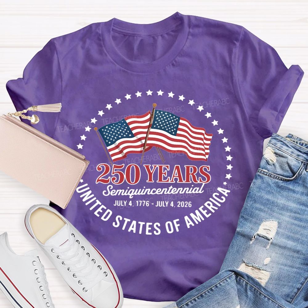 250 Years Semiquincentennial Flag  Teacher T-shirt