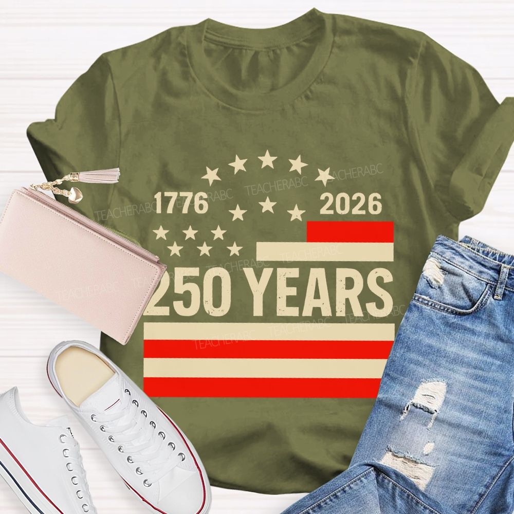 250 Years Flag Stars  Teacher T-shirt