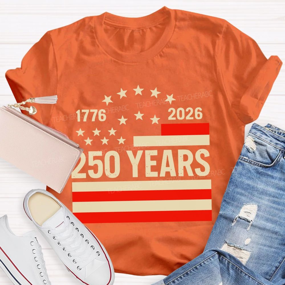 250 Years Flag Stars  Teacher T-shirt