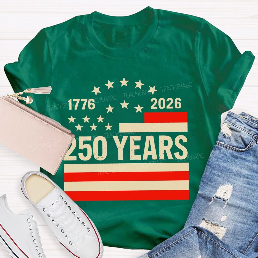 250 Years Flag Stars  Teacher T-shirt