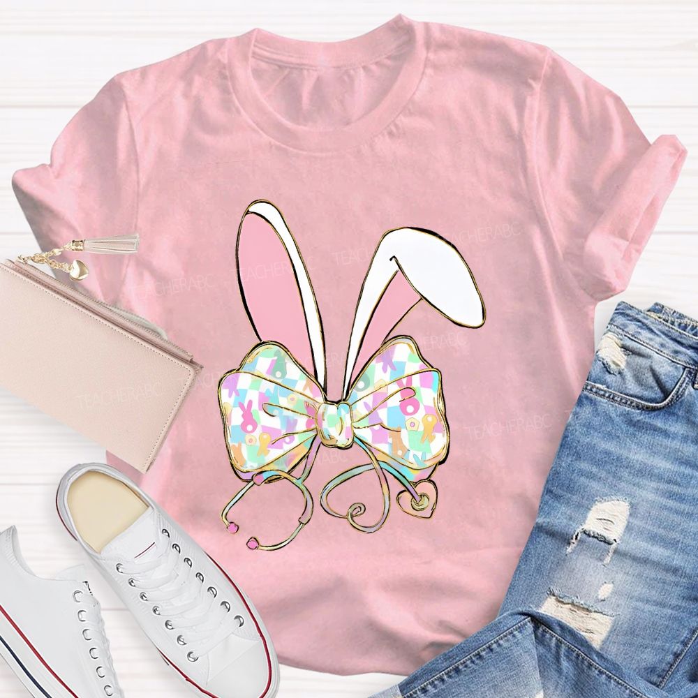 Easter Bow Stethoscope Nurse  Teacher T-shirt