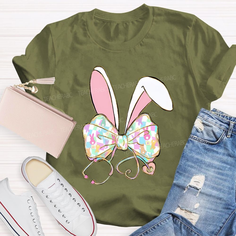 Easter Bow Stethoscope Nurse  Teacher T-shirt
