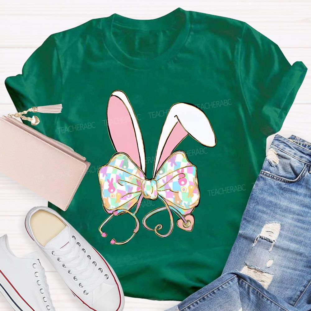 Easter Bow Stethoscope Nurse  Teacher T-shirt