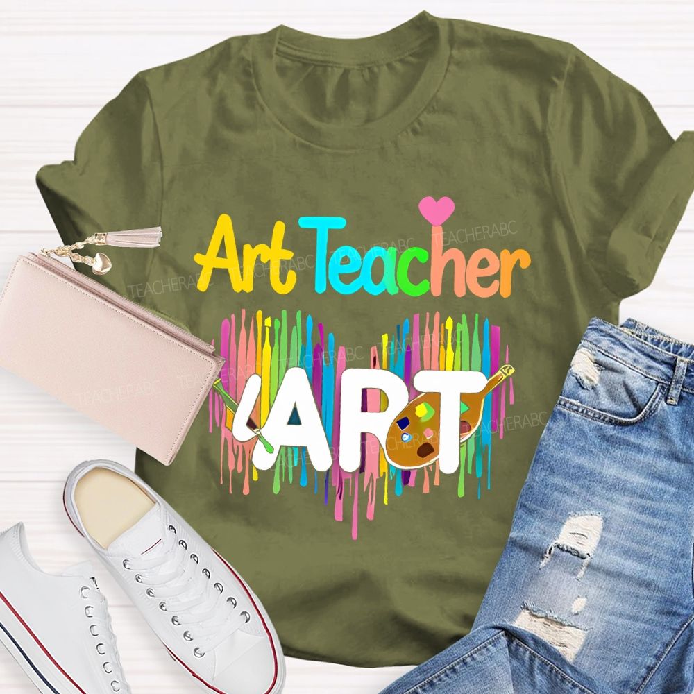 Art Teacher Colorful Love Letter Teacher T-shirt