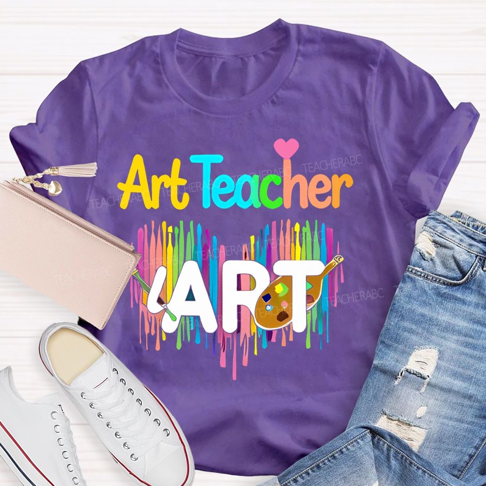 Art Teacher Colorful Love Letter Teacher T-shirt