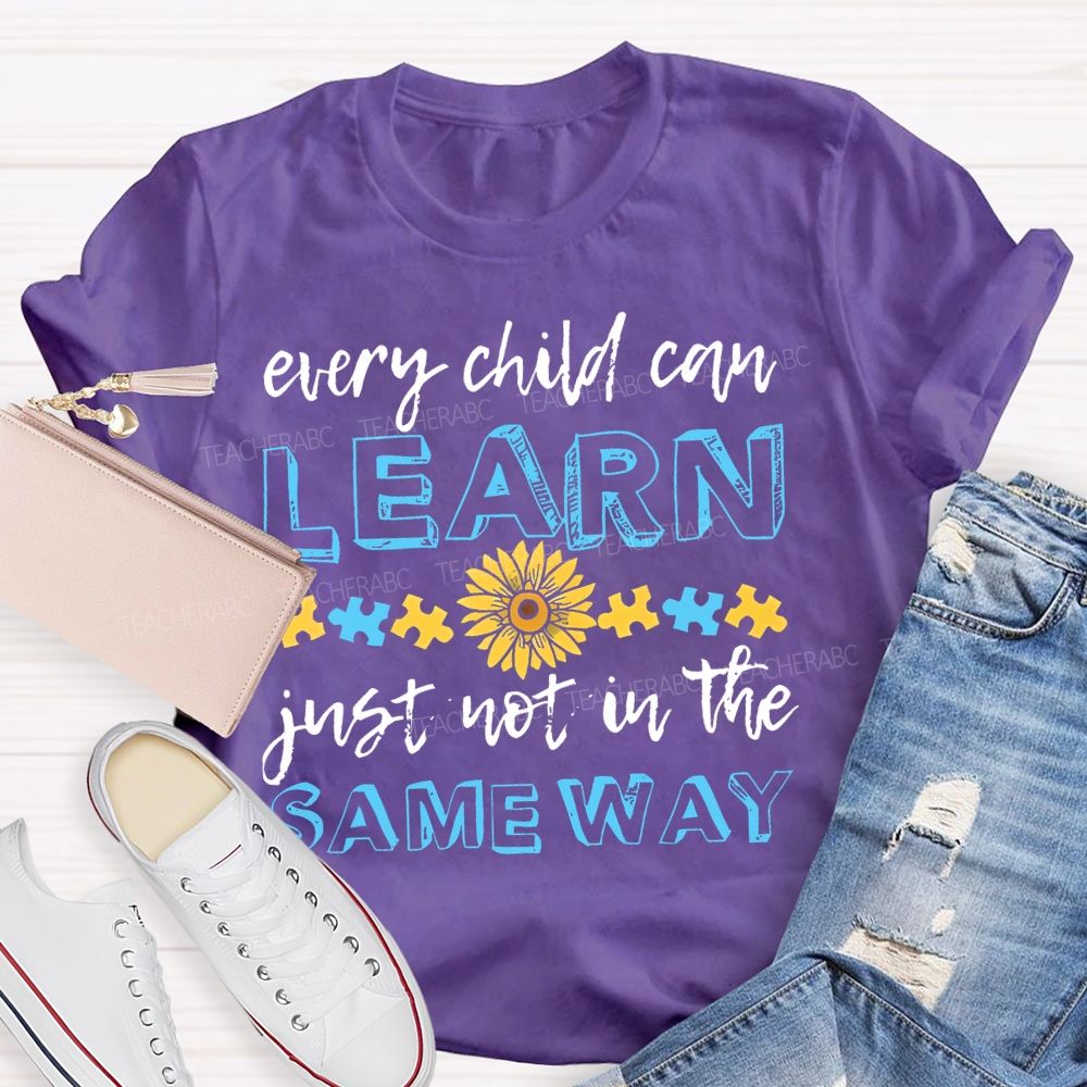Every Child Can Learn Just Not In The Same Way  Puzzle  Teacher T-shirt