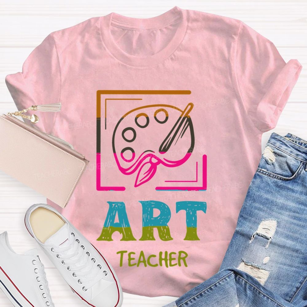 Art Teacher Colorful Letters Graphics Teacher T-shirt