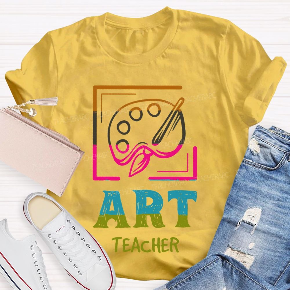 Art Teacher Colorful Letters Graphics Teacher T-shirt
