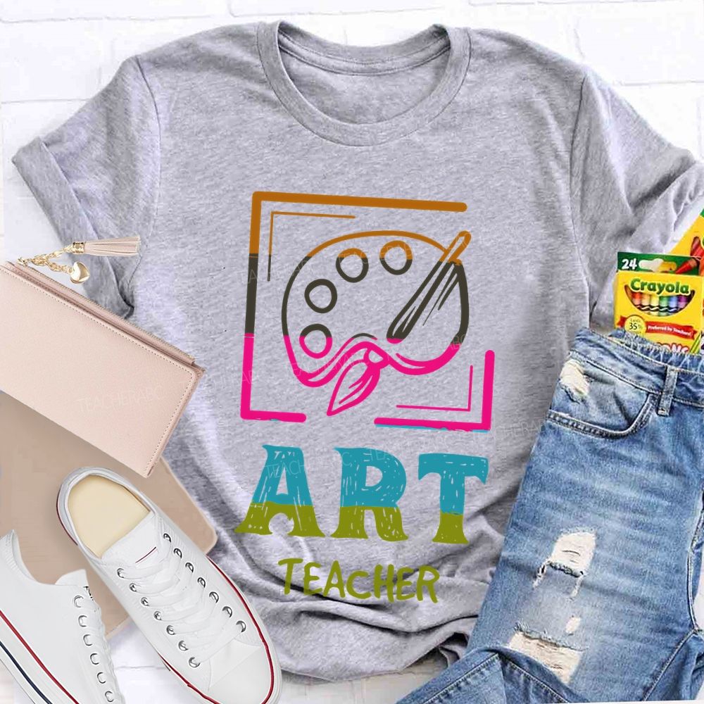 Art Teacher Colorful Letters Graphics Teacher T-shirt