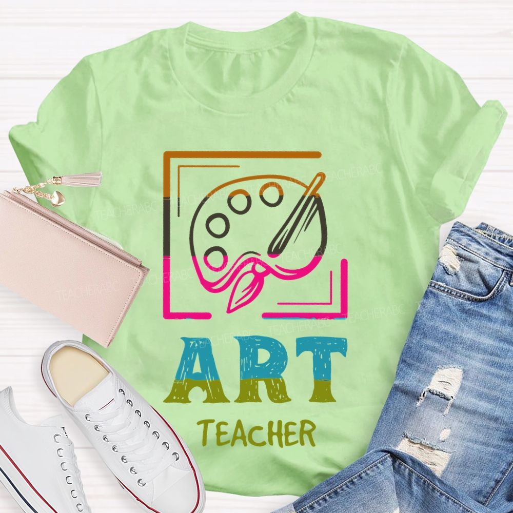 Art Teacher Colorful Letters Graphics Teacher T-shirt