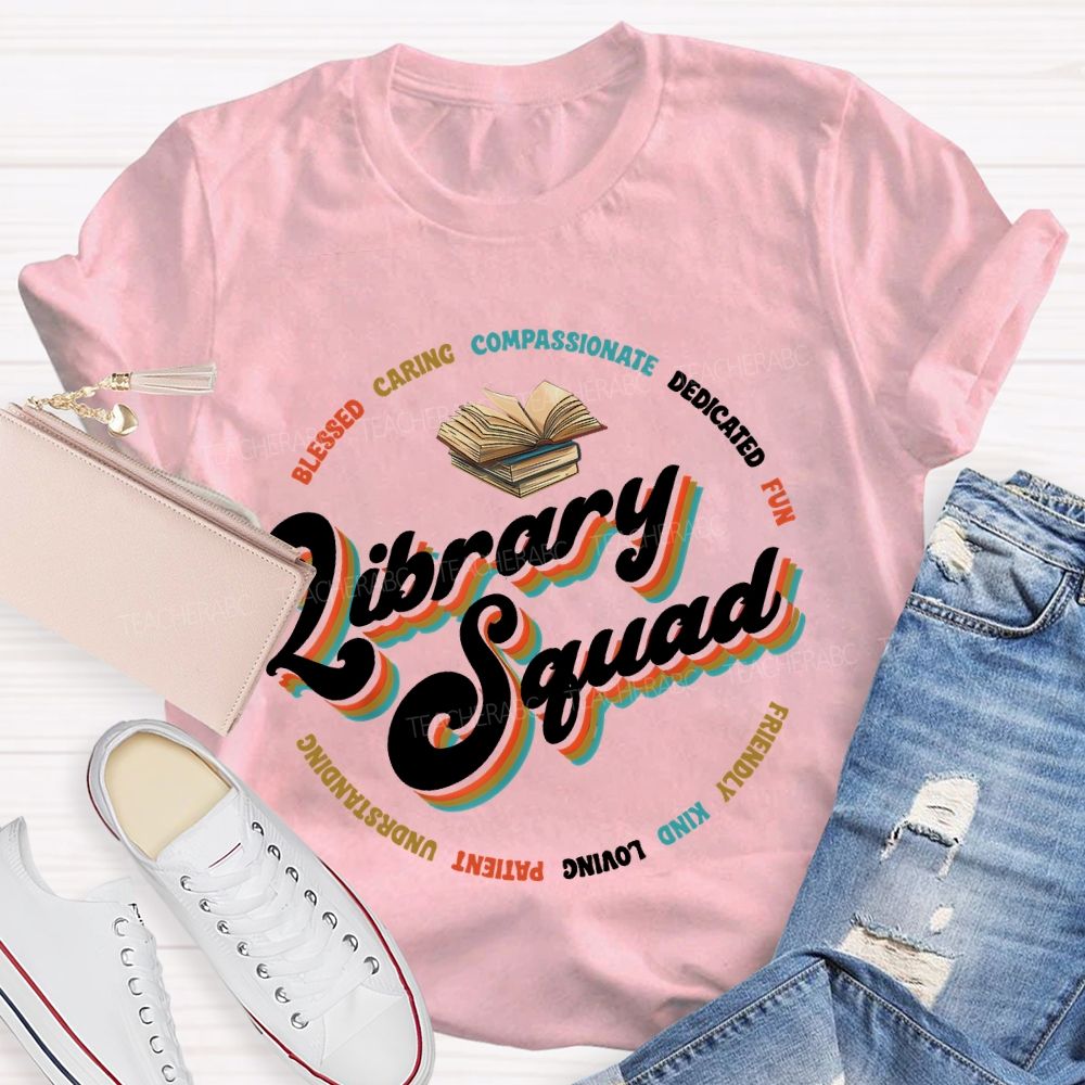 Library Squad Blessed Letters  Teacher T-shirt