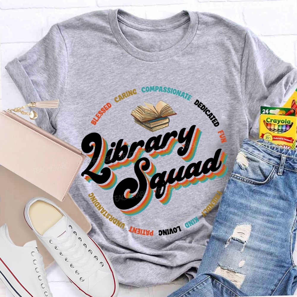 Library Squad Blessed Letters  Teacher T-shirt