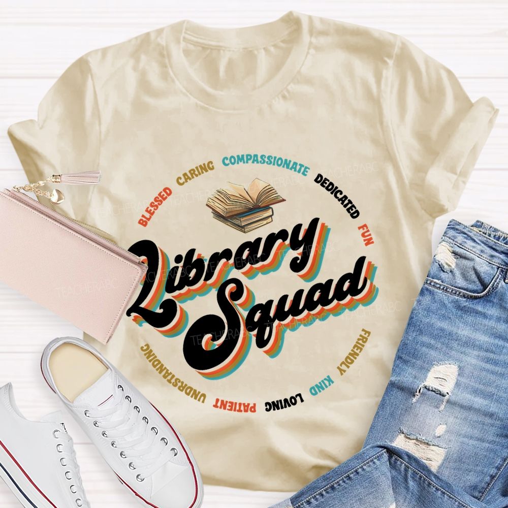 Library Squad Blessed Letters  Teacher T-shirt