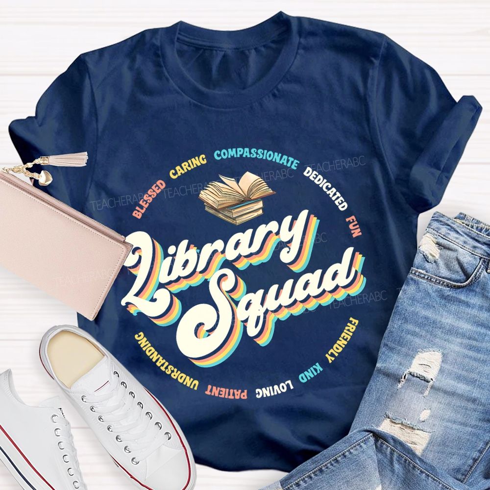 Library Squad Blessed Letters  Teacher T-shirt