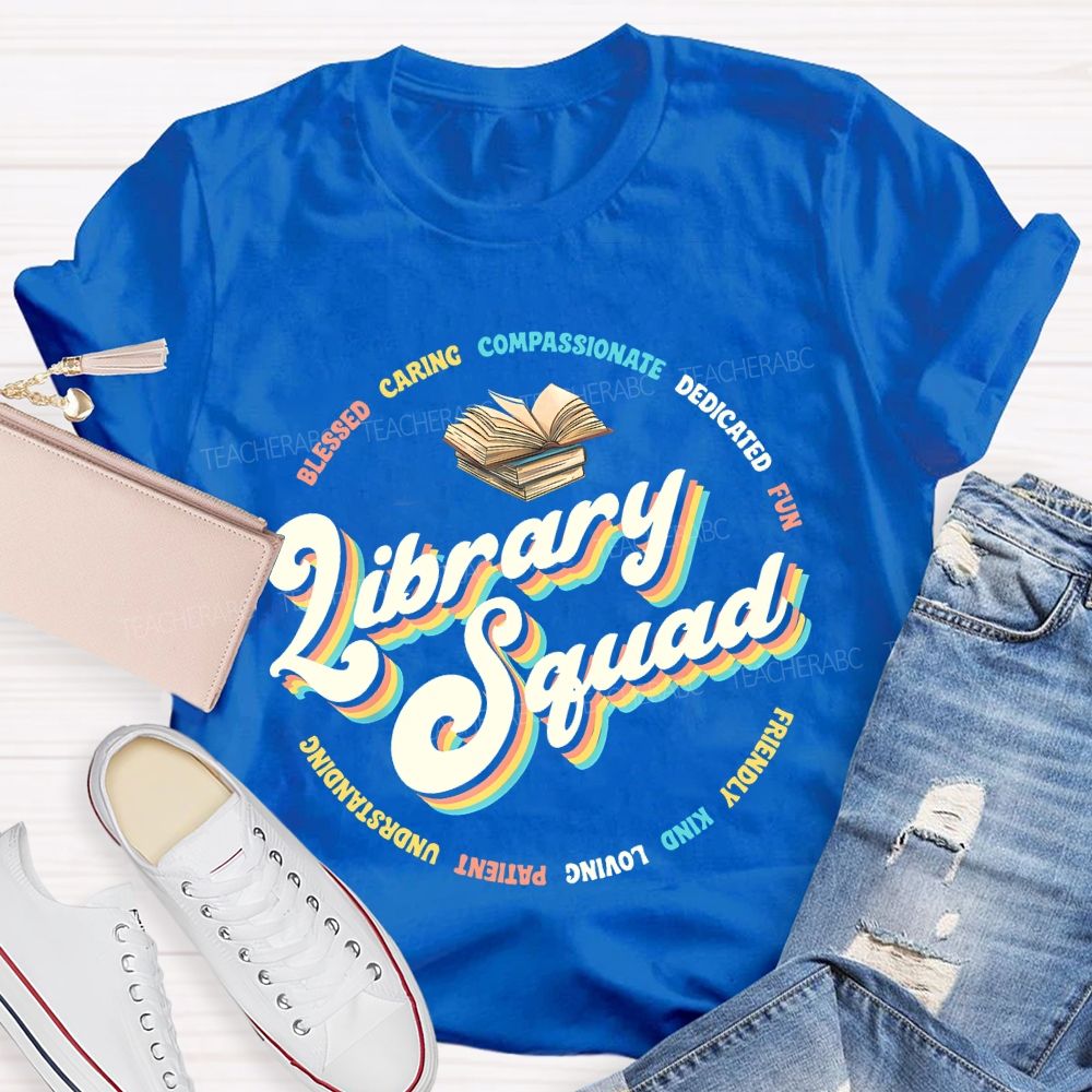 Library Squad Blessed Letters  Teacher T-shirt