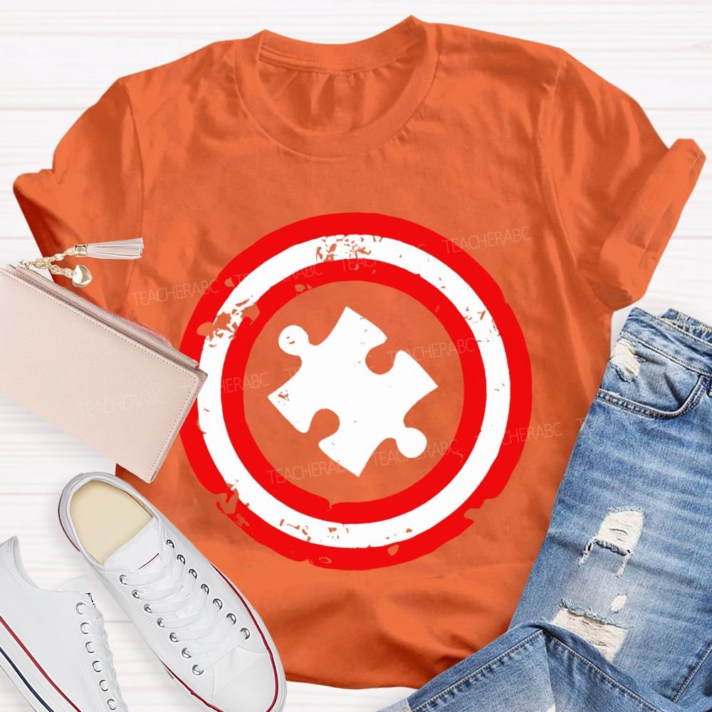 Autism Puzzle Shield Teacher T-shirt