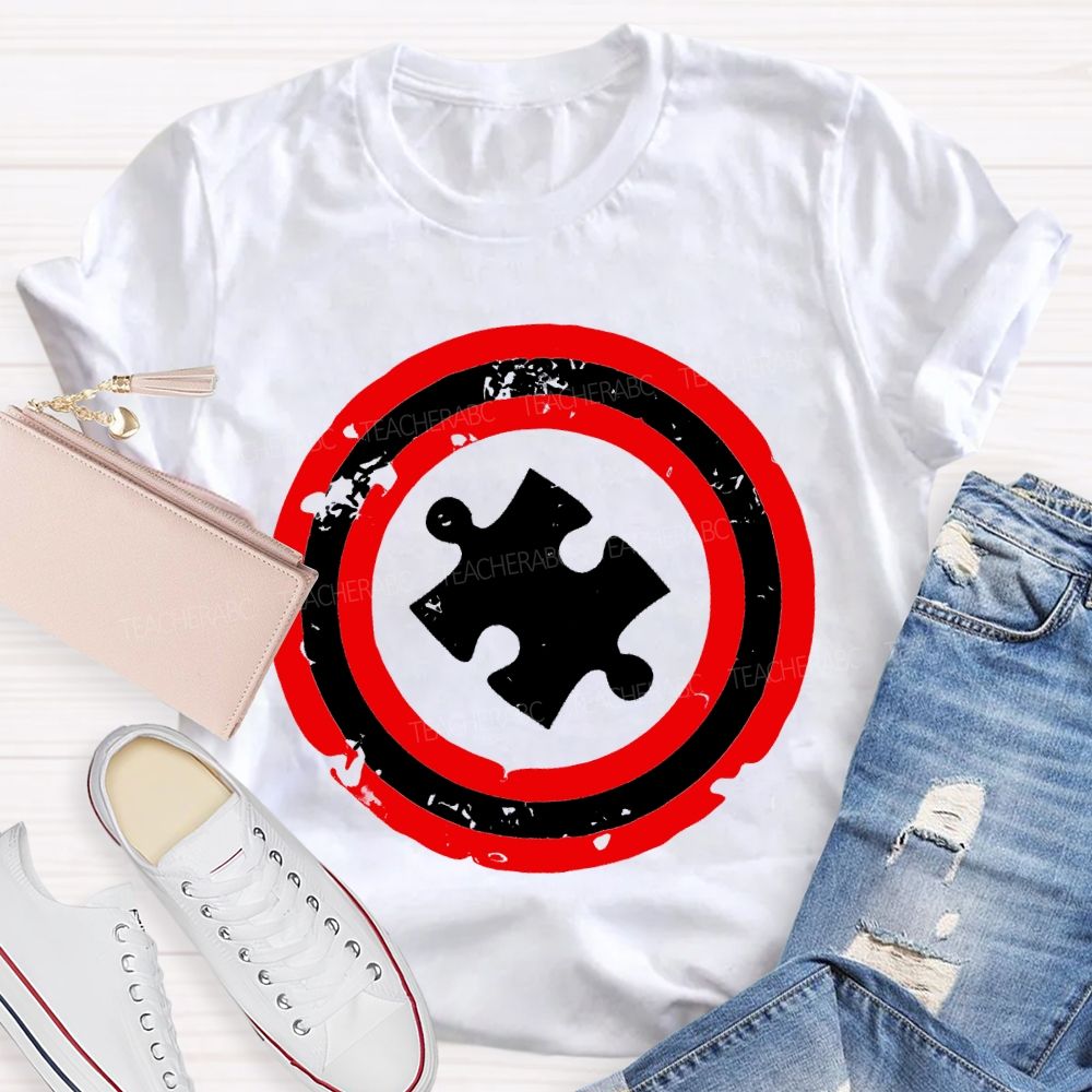 Autism Puzzle Shield Teacher T-shirt