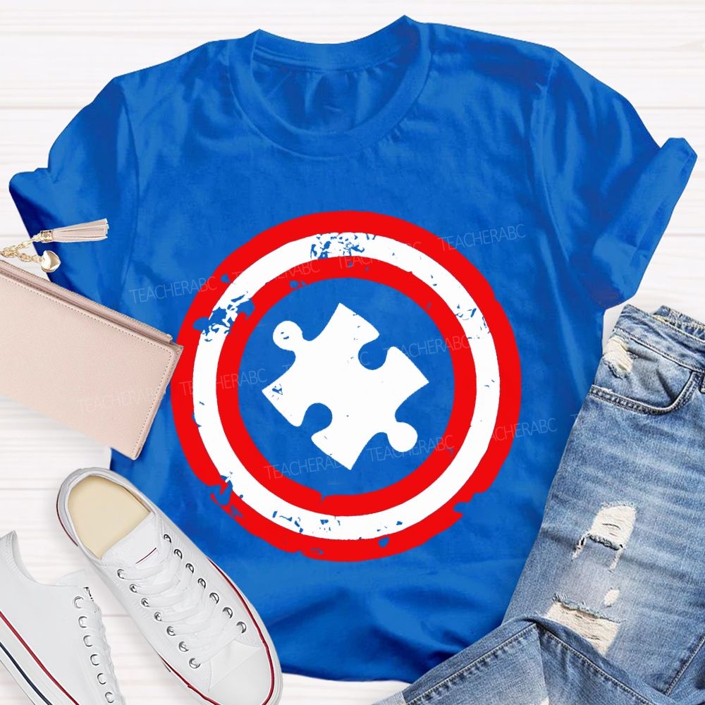 Autism Puzzle Shield Teacher T-shirt