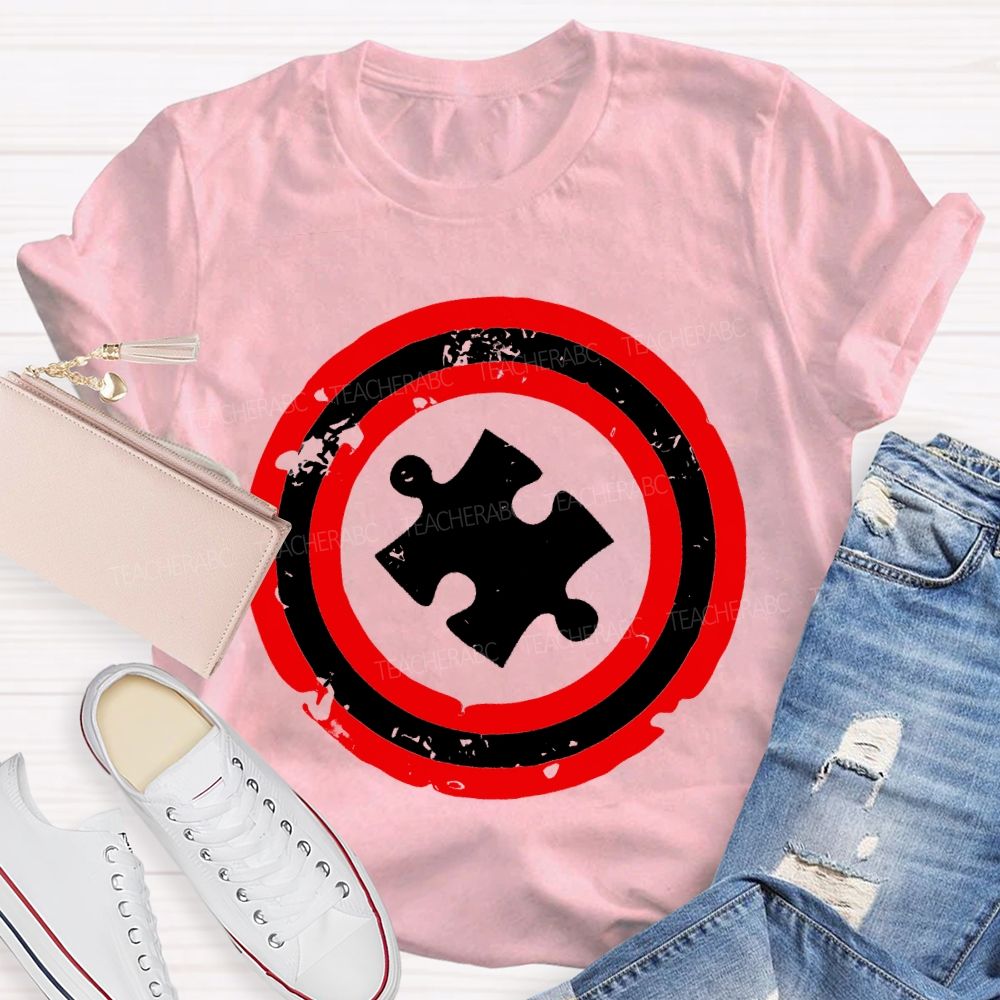Autism Puzzle Shield Teacher T-shirt