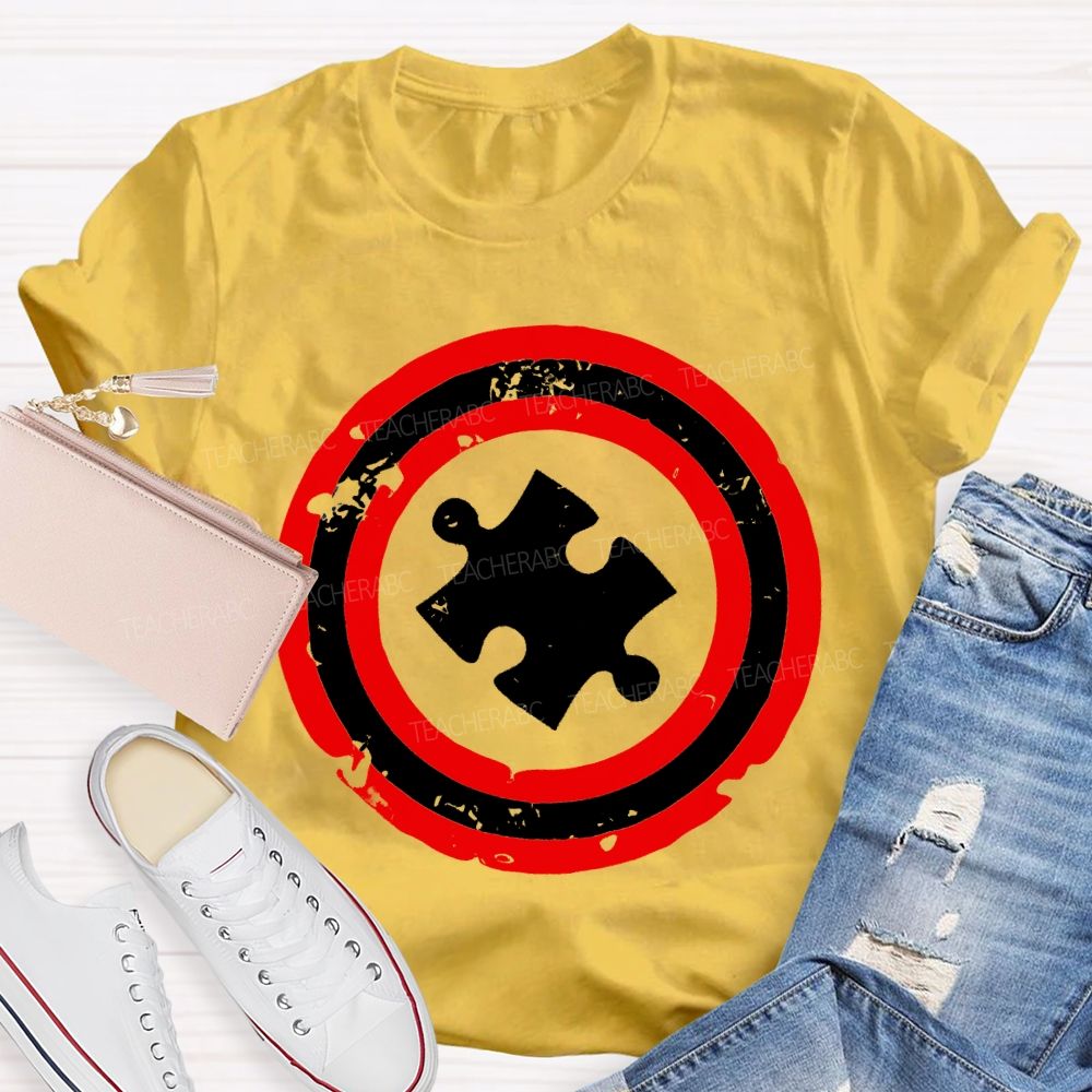 Autism Puzzle Shield Teacher T-shirt