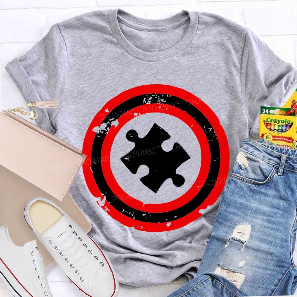 Autism Puzzle Shield Teacher T-shirt