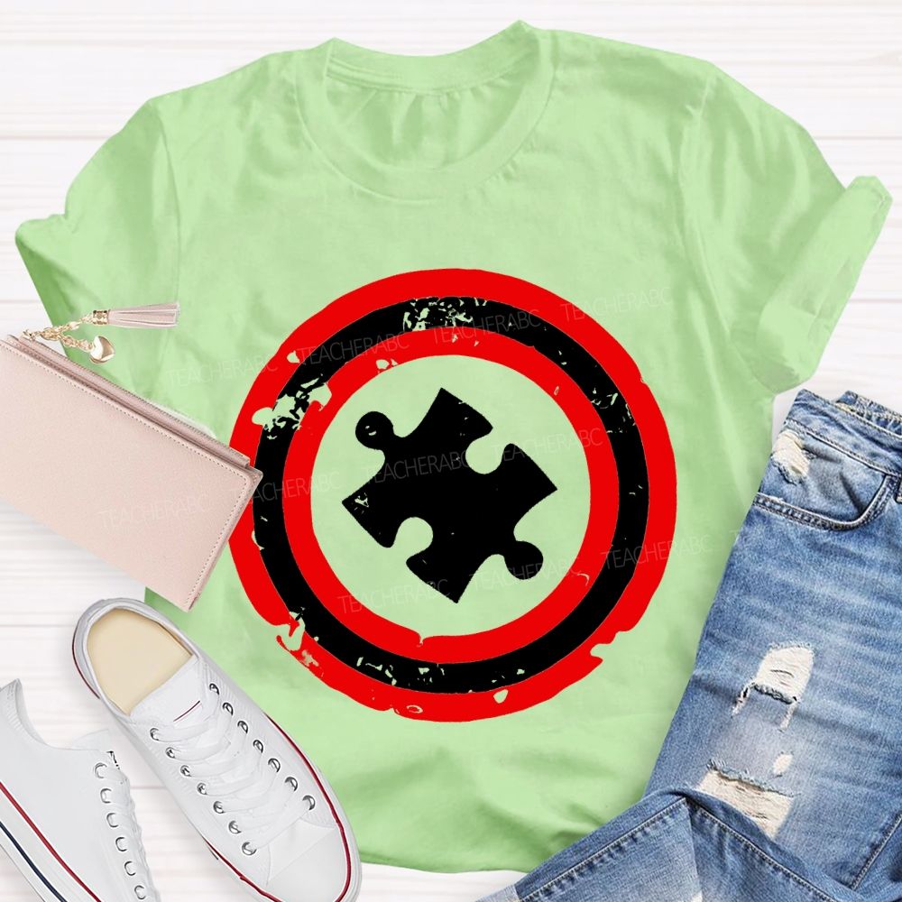 Autism Puzzle Shield Teacher T-shirt