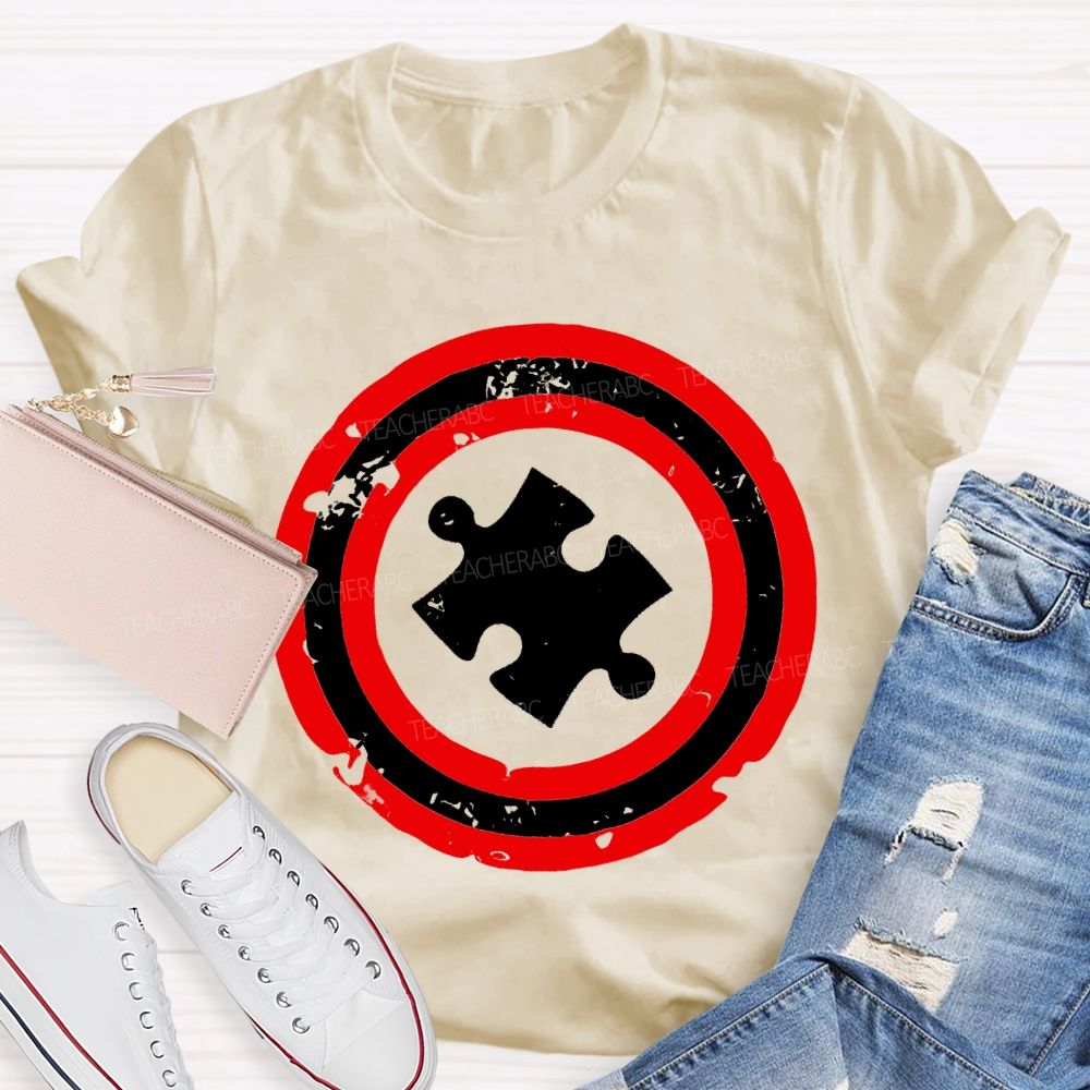 Autism Puzzle Shield Teacher T-shirt