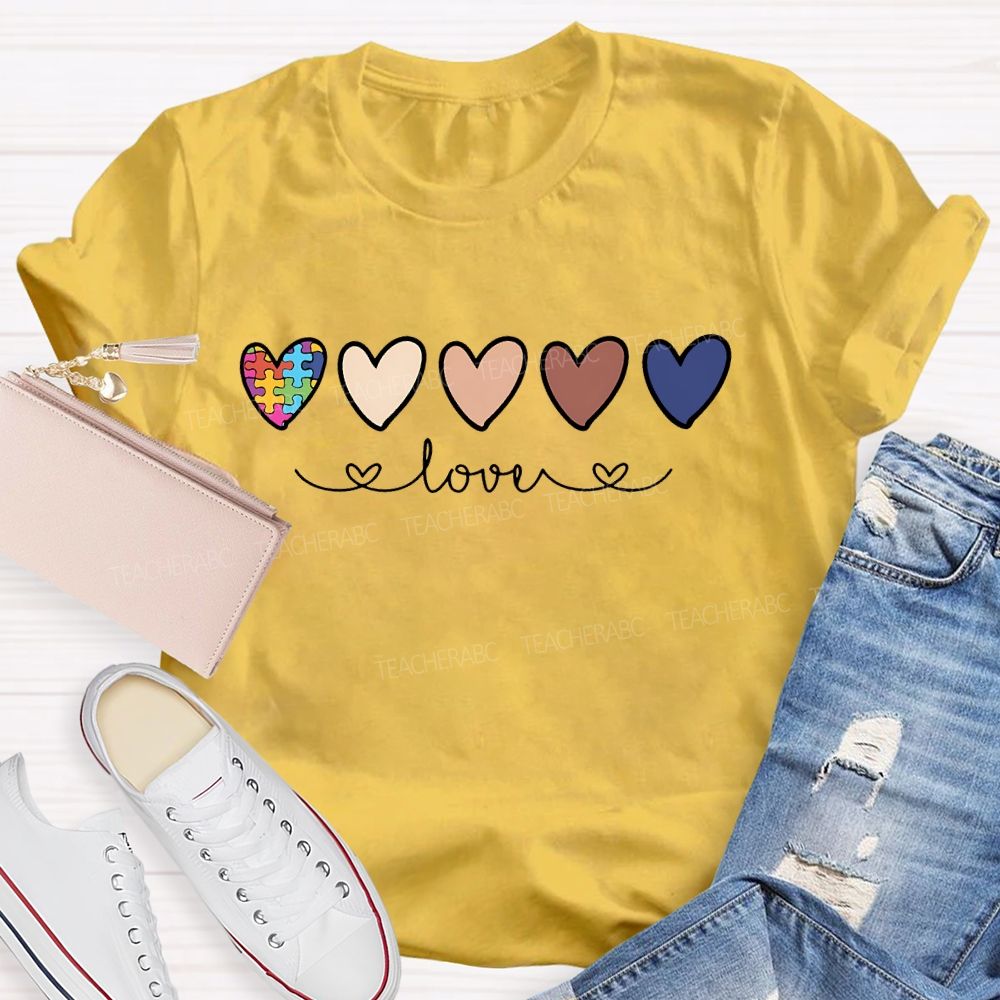 Puzzle Colorful Heart Autism Graphics  Teacher T-shirt
