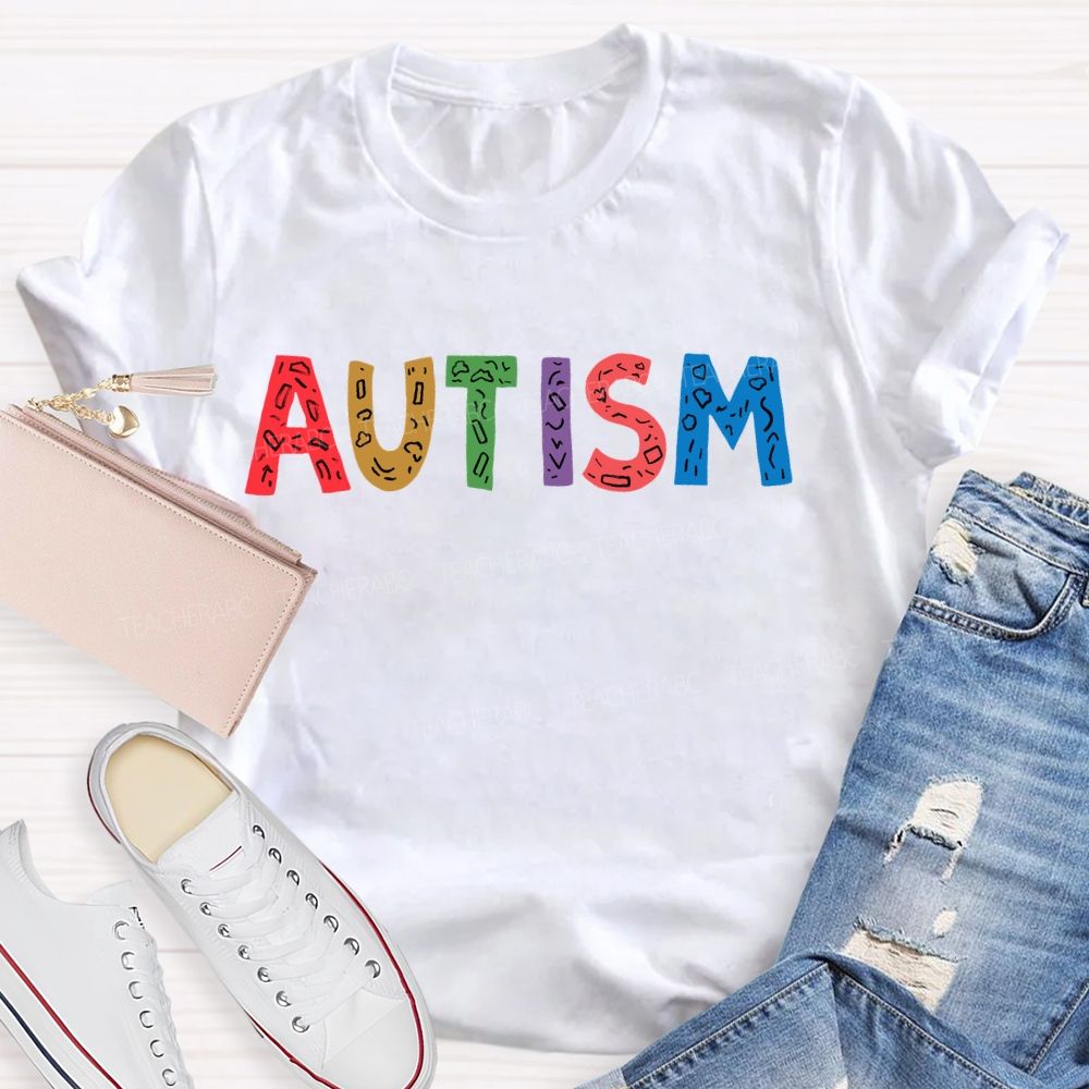 Autism Colorful Letters Premium Teacher T-shirt