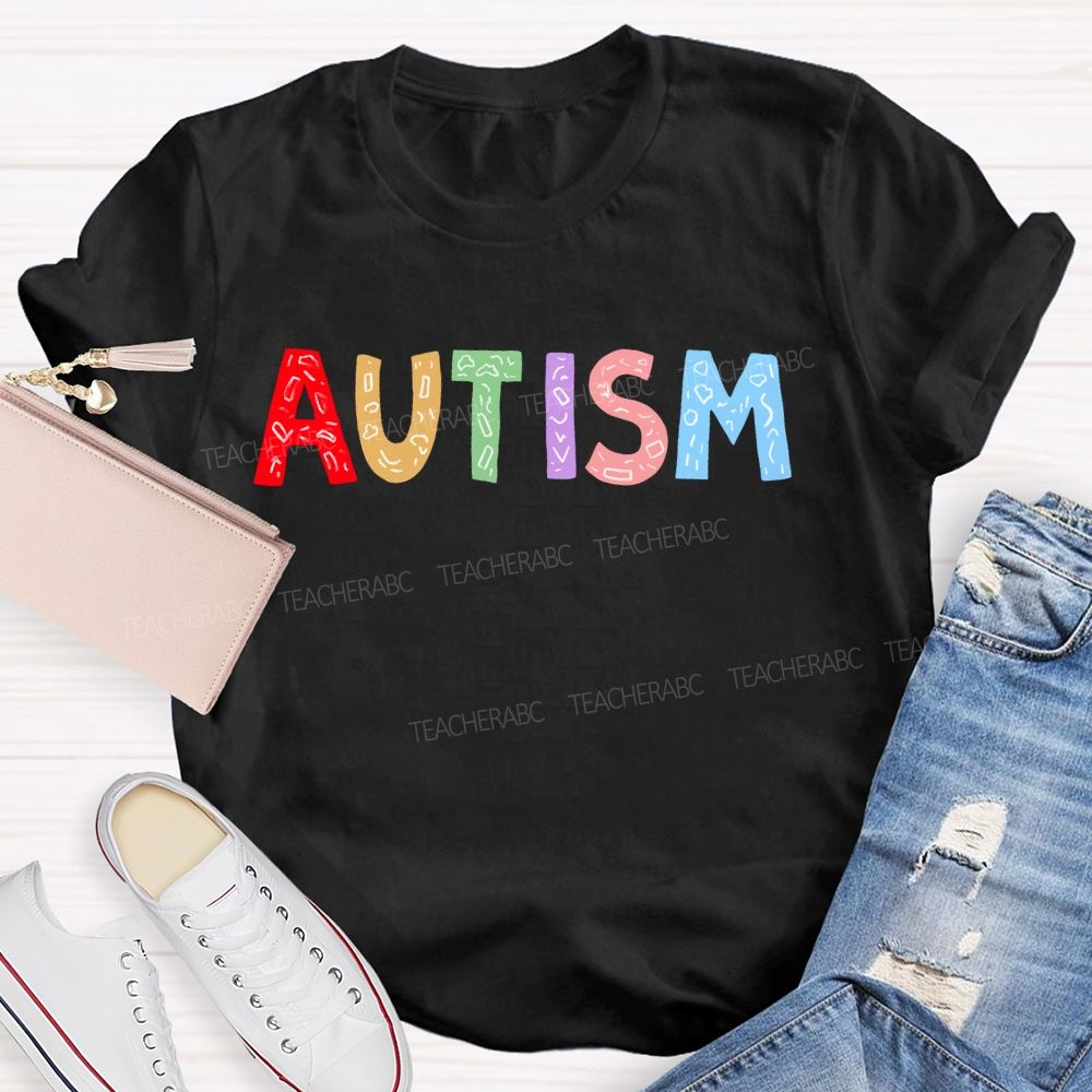 Autism Colorful Letters Premium Teacher T-shirt