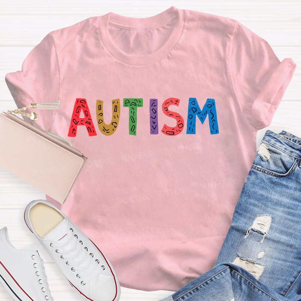 Autism Colorful Letters Premium Teacher T-shirt
