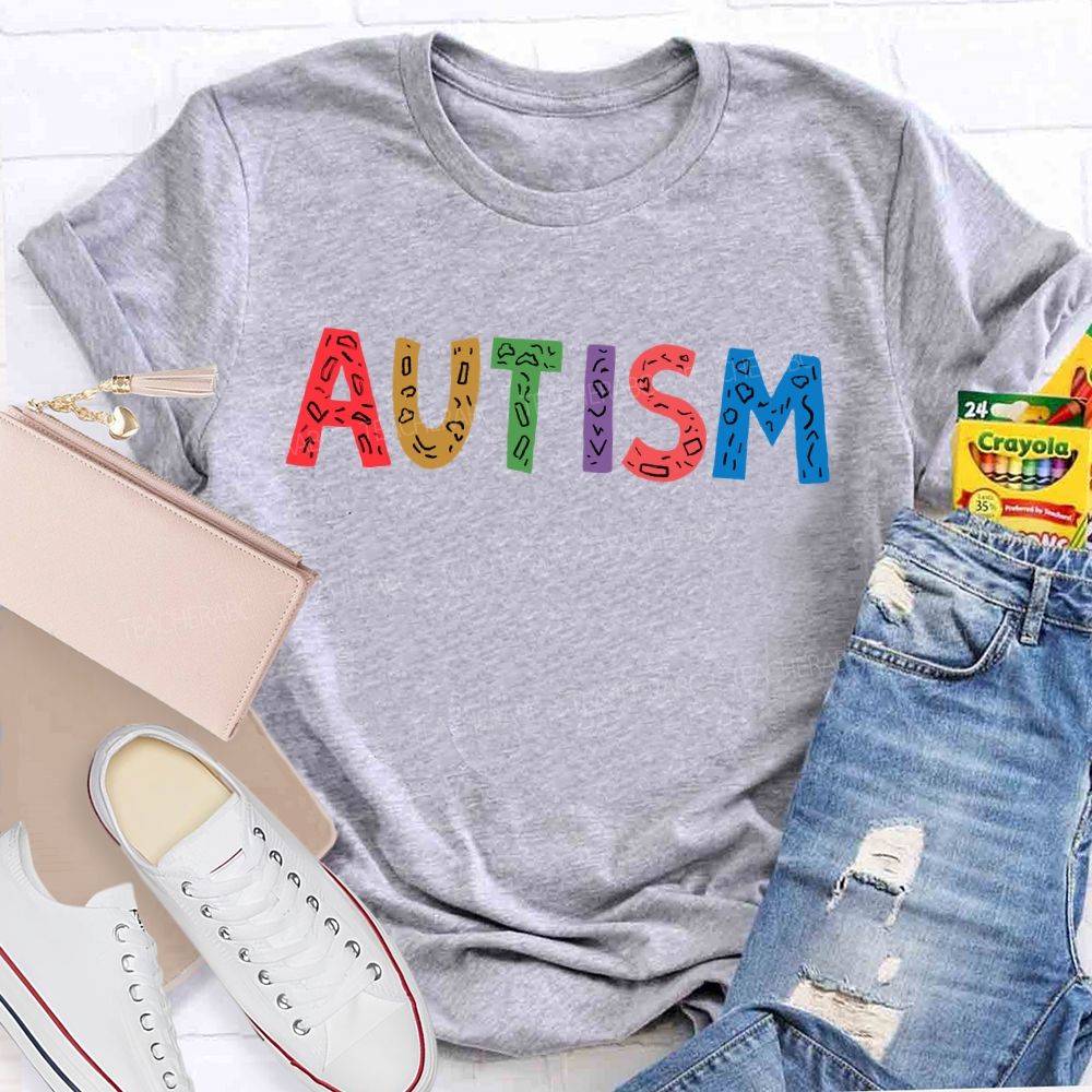 Autism Colorful Letters Premium Teacher T-shirt