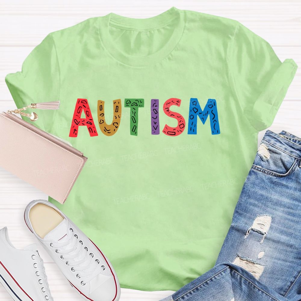 Autism Colorful Letters Premium Teacher T-shirt