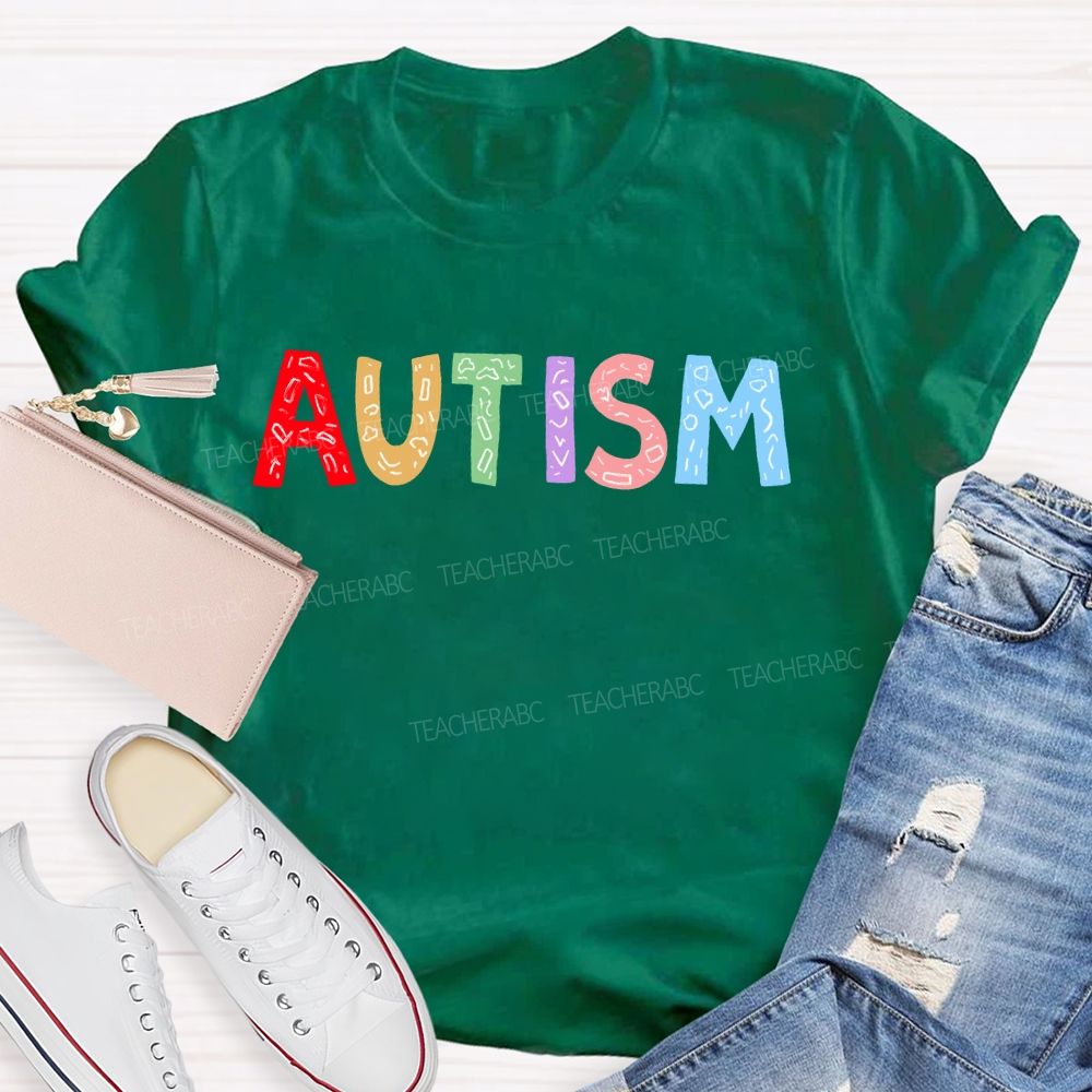 Autism Colorful Letters Premium Teacher T-shirt