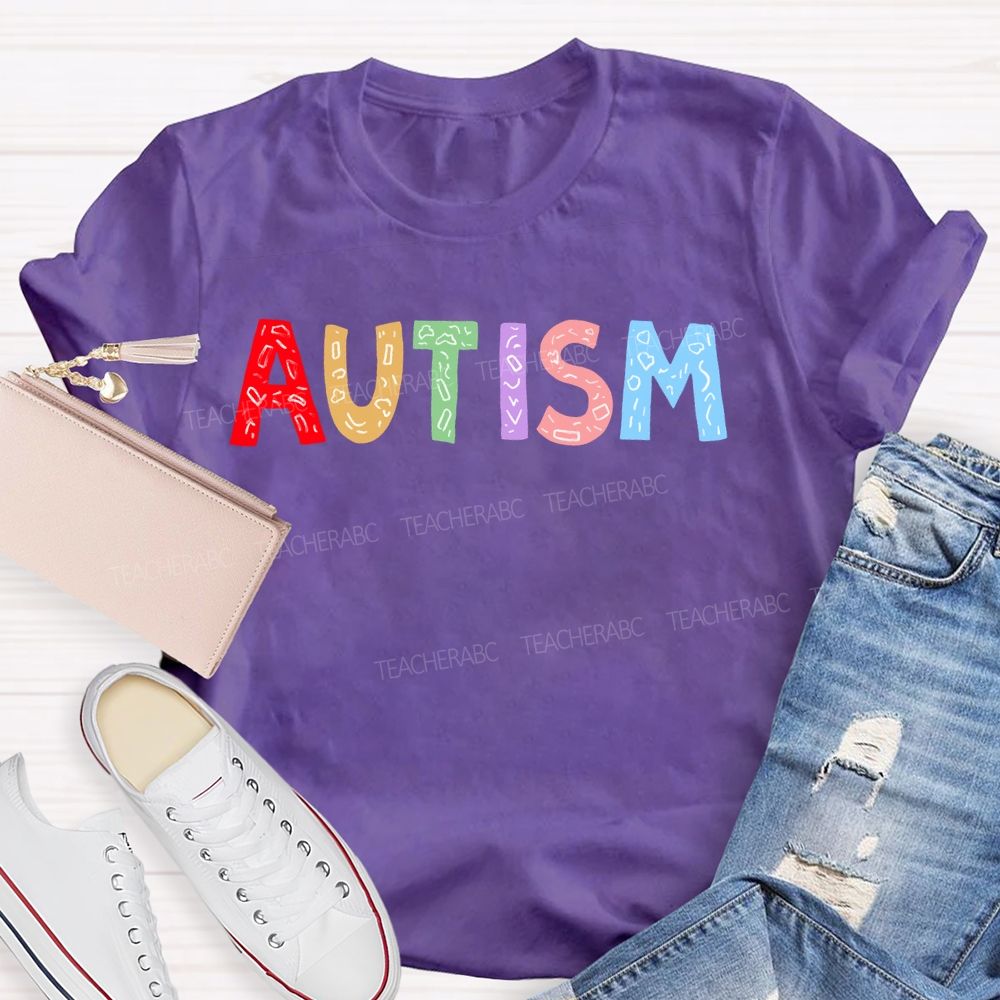 Autism Colorful Letters Premium Teacher T-shirt