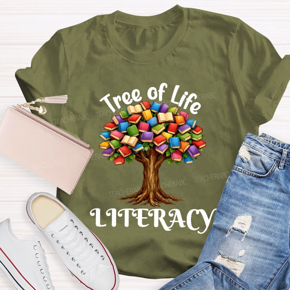Tree Of Life Literacy   Teacher T-shirt